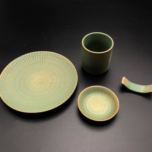 3.5吋綠掃金味碟 | 綠金 | 直徑 8.5 cm 陶瓷 碟