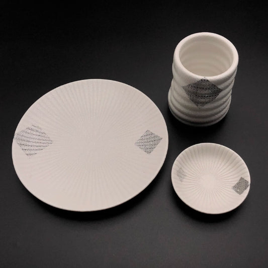 3.2吋放射銀箔味碟 | 銀白 | 直徑 8.5 cm 陶瓷 碟