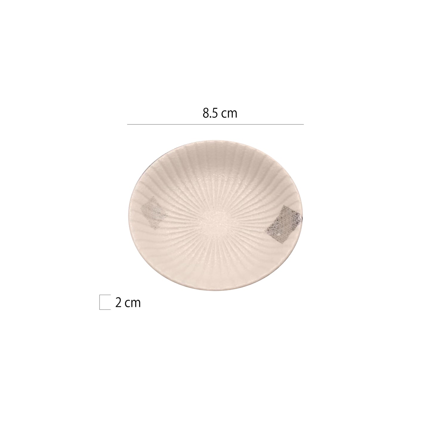 3.2吋放射銀箔味碟 | 銀白 | 直徑 8.5 cm 陶瓷 碟