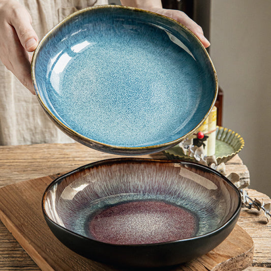 窯變釉雲夢陶瓷深盤 | 2色 | 直徑 22.5 cm 陶瓷 深盤