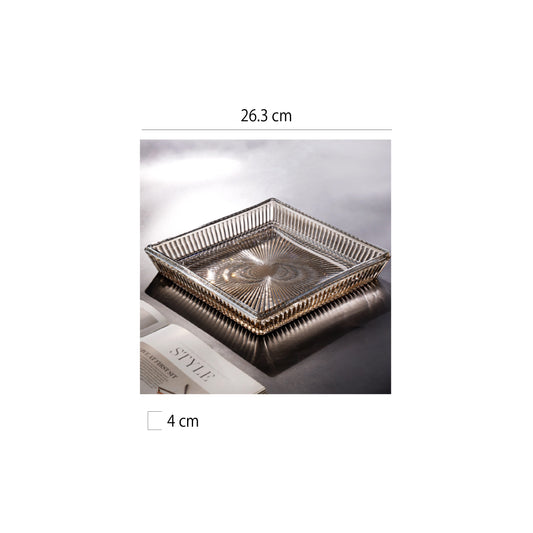 條紋玻璃方盤 | 3色 | 直徑 26.3 cm 玻璃 正方盤