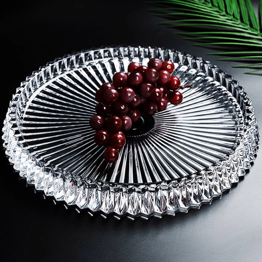 加厚現代水晶玻璃圓深盤 | 透明 | 直徑 31 cm 玻璃 圓深盤