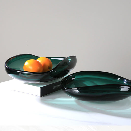 湖光不規則果盤 | 綠色 | 長30~36 cm 玻璃 不規則盤