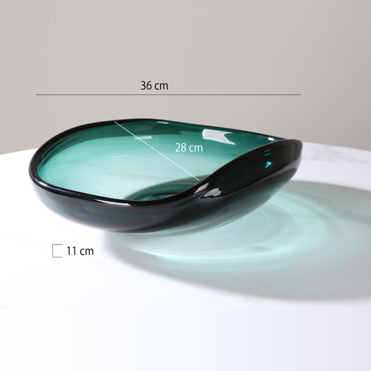 湖光不規則果盤 | 綠色 | 長30~36 cm 玻璃 不規則盤