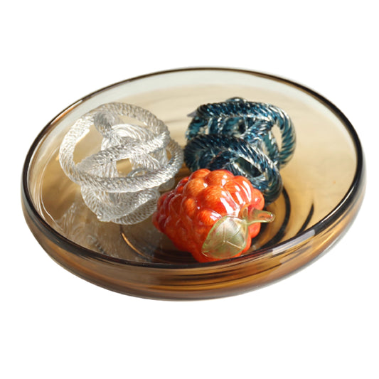 簡約玻璃圓盤 | 棕色 | 直徑30 cm 玻璃 圓深盤