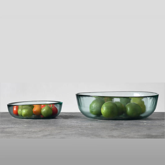 西班牙環保加厚玻璃果盤 | 青色 | 直徑20~30 cm 玻璃 圓深盤