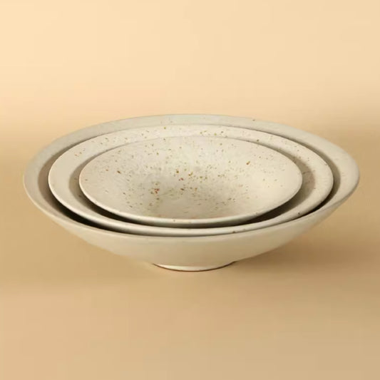 粗陶窯變釉點尖腳圓深盤 | 2色 | 直徑 16.3~24.7 cm 陶瓷 錐型圓深盤