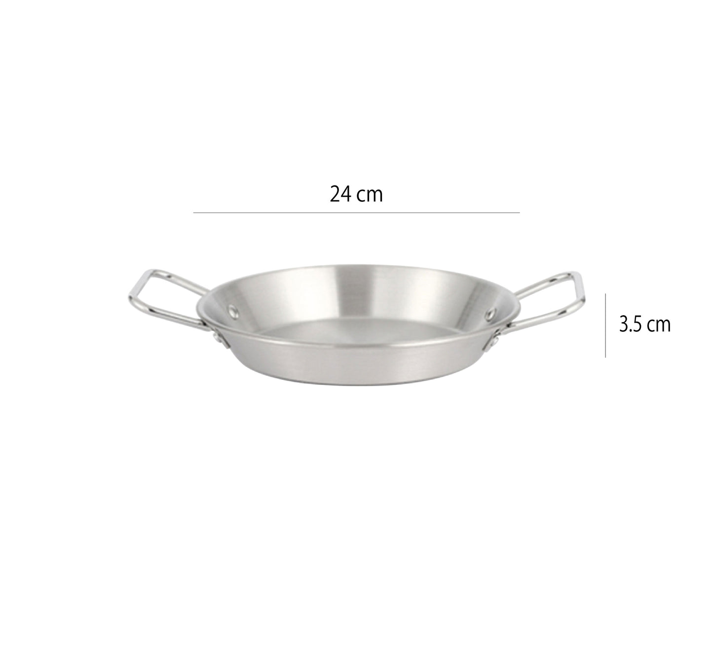 Paella雙耳西班牙海鮮鍋 | 銀 | 24 cm 不鏽鋼 淺鍋