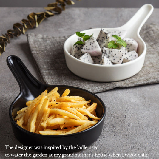 單柄白瓷鍋 | 白色 | 21.6cm 陶瓷 平底碟