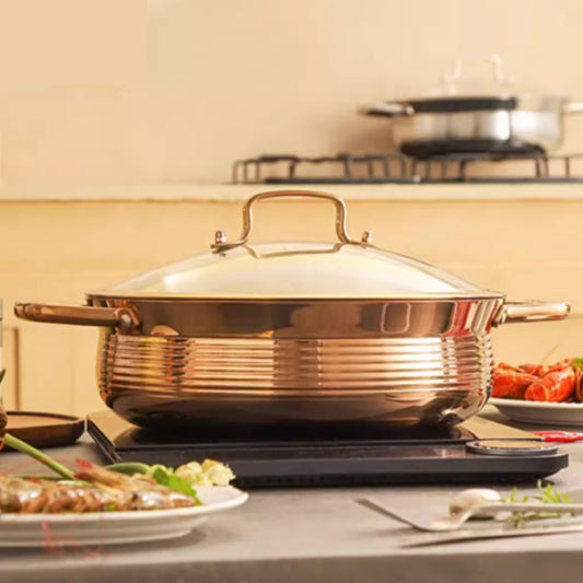 波紋雙耳加厚不鏽鋼鍋 | 2色 | 直徑26~32 cm 不鏽鋼 鍋