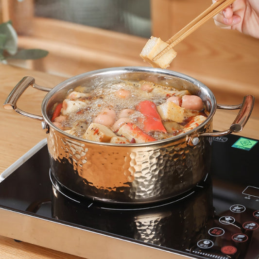 捶紋雙耳不鏽鋼鍋 | 淺金 | 直徑 26~34 cm 不鏽鋼 鍋