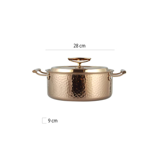 捶紋雙耳不鏽鋼鍋 | 淺金 | 直徑 26~34 cm 不鏽鋼 鍋