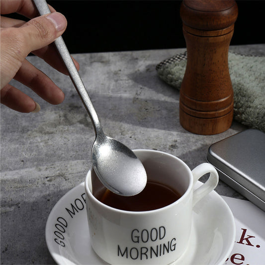 復古不鏽鋼匙 | 啞光銀 | 18.7 cm 不鏽鋼 圓匙