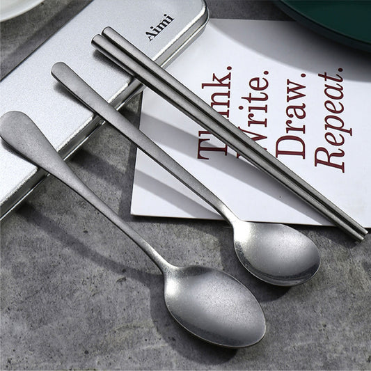 復古不鏽鋼筷 | 啞光銀 | 19 cm 不鏽鋼 筷