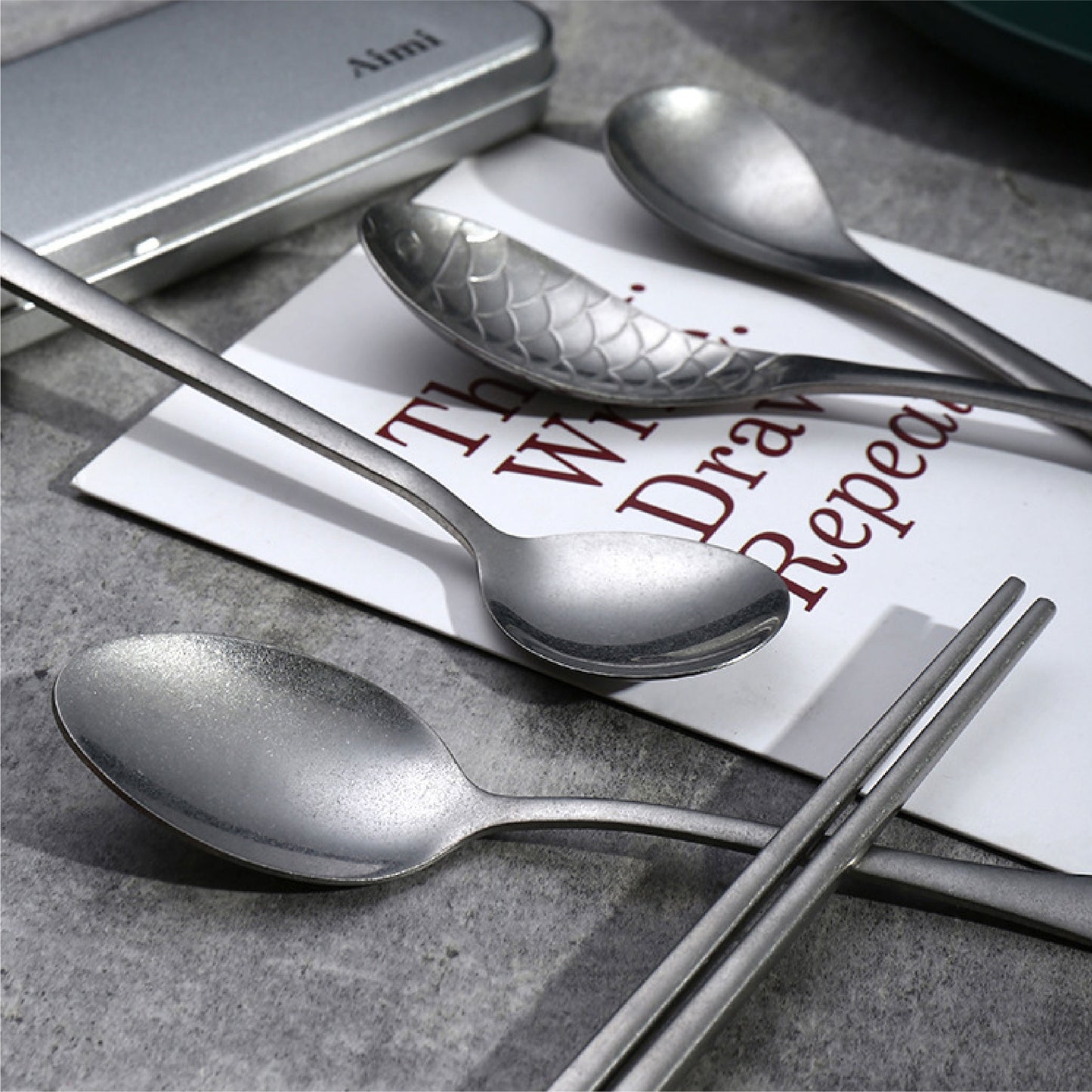 復古不鏽鋼筷 | 啞光銀 | 19 cm 不鏽鋼 筷