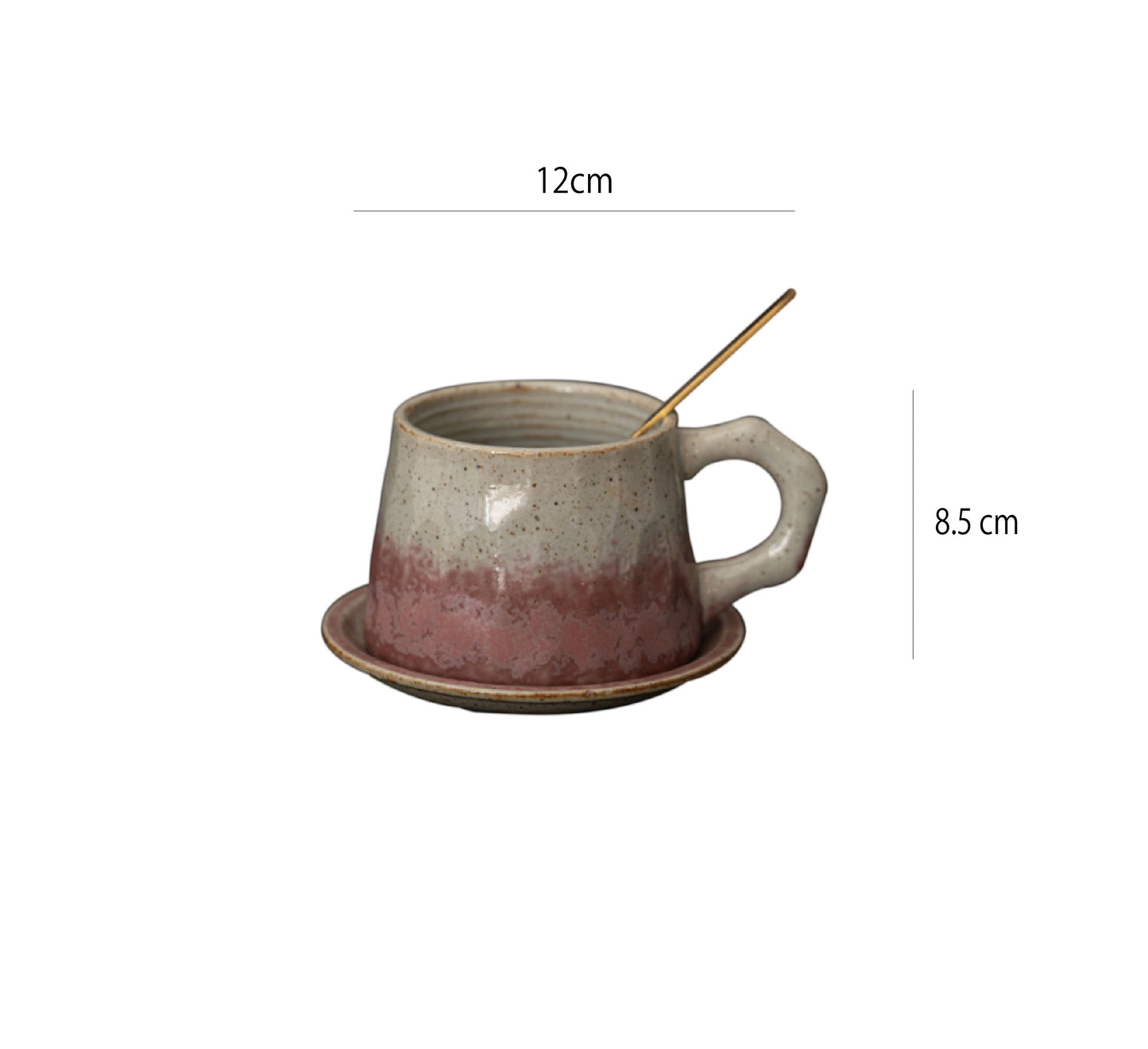 粗陶咖啡杯 | 灰紫 | 8.5 cm 陶瓷 杯盤匙組
