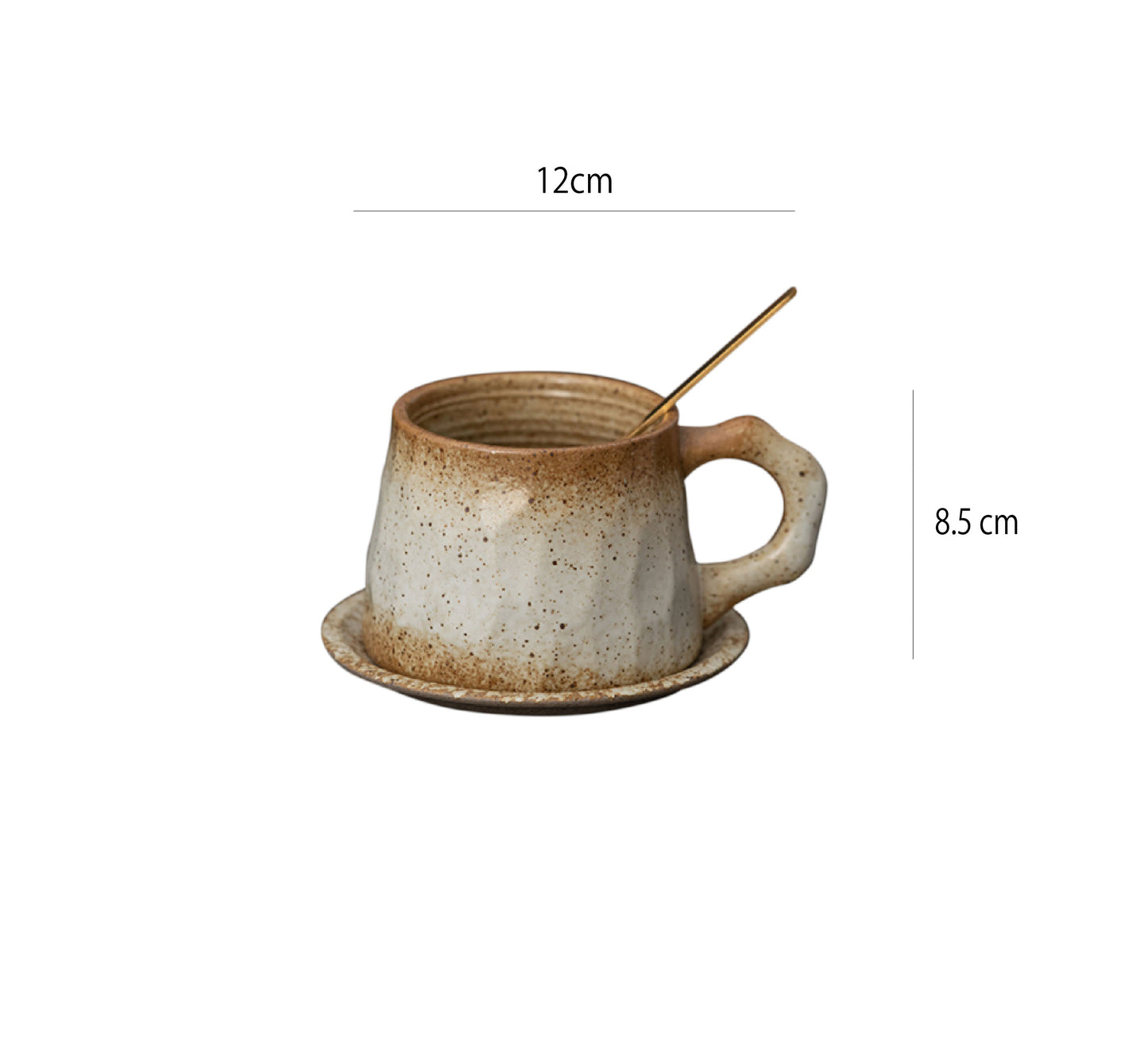 粗陶咖啡杯 | 黃白 | 8.5 cm 陶瓷 杯盤匙組 - 好生活實驗所