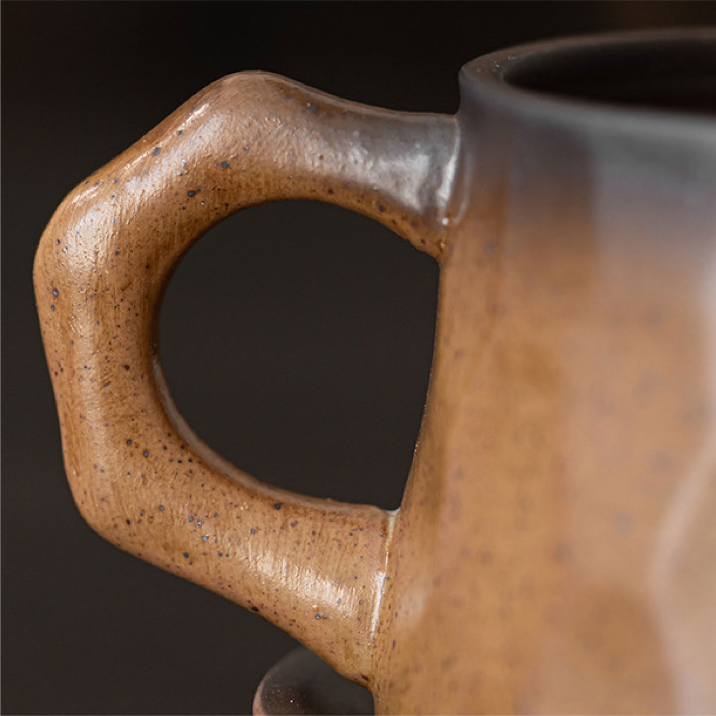 粗陶咖啡杯 | 黃褐 | 8.5 cm 陶瓷 杯盤匙組