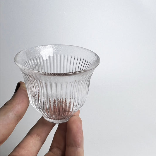 加厚玻璃小茶杯 | 豎紋 | 6.5 cm 玻璃 小杯