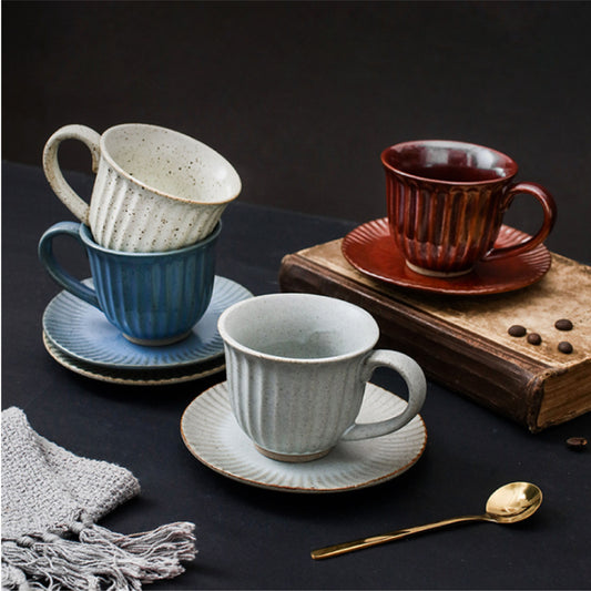 復古手工粗陶馬克杯 | 淺灰 | 11.2 cm 陶瓷 杯盤組