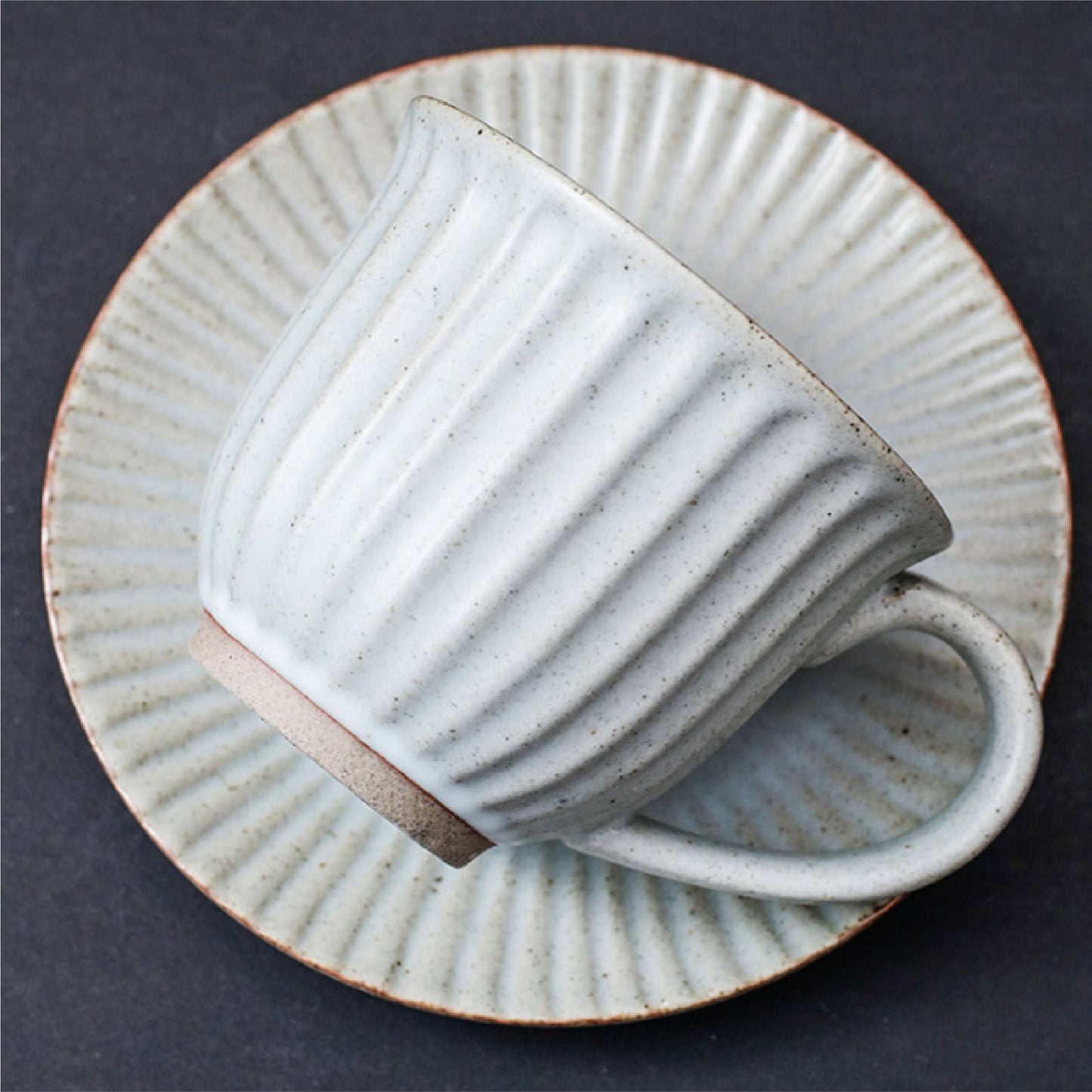 復古手工粗陶馬克杯 | 沙藍 | 11.2 cm 陶瓷 杯盤組