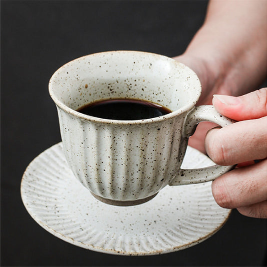 復古手工粗陶馬克杯 | 芝麻 | 11.2 cm 陶瓷 杯盤組