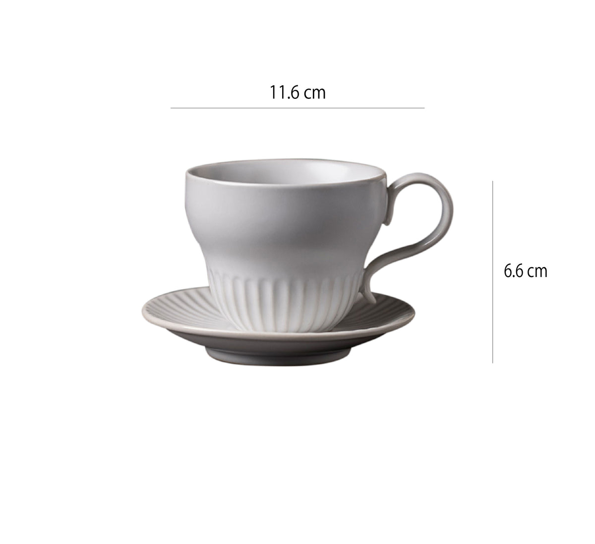復古寬口咖啡杯 | 昼白 | 11.6 cm 陶瓷 杯盤組 - 好生活實驗所