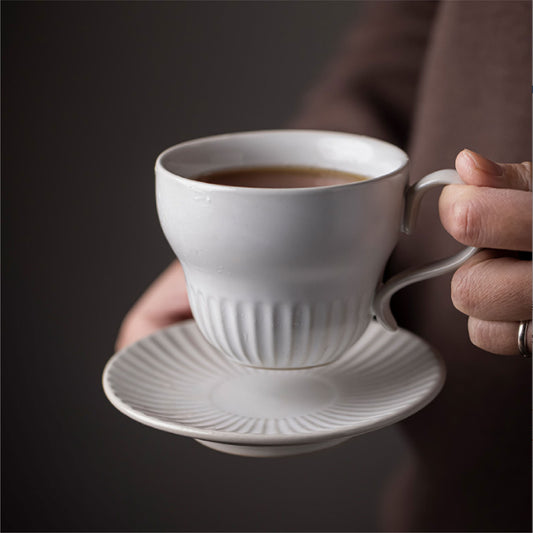 復古寬口咖啡杯 | 昼白 | 11.6 cm 陶瓷 杯盤組