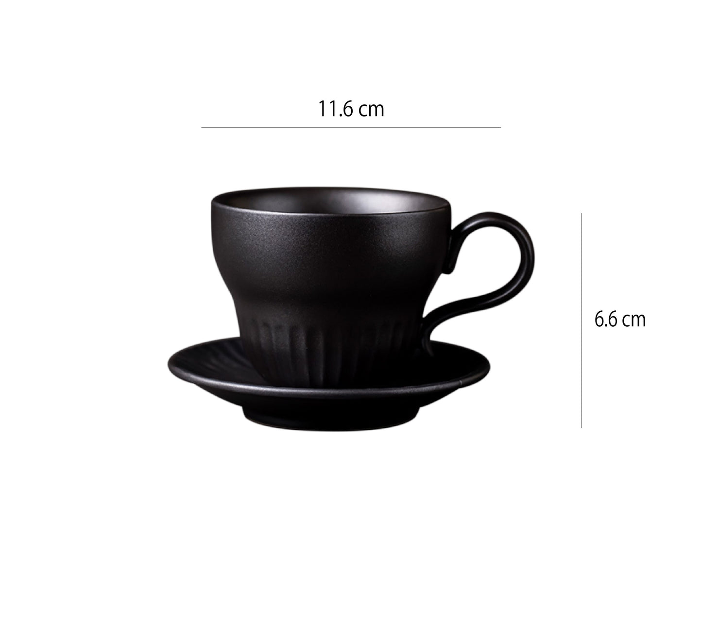 復古寬口咖啡杯 | 黑釉 | 11.6 cm 陶瓷 杯盤組 - 好生活實驗所