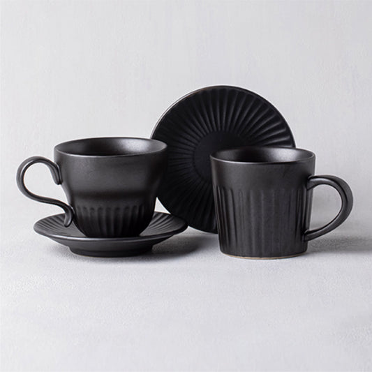 復古寬口咖啡杯 | 黑釉 | 10.8 cm 陶瓷 杯盤組