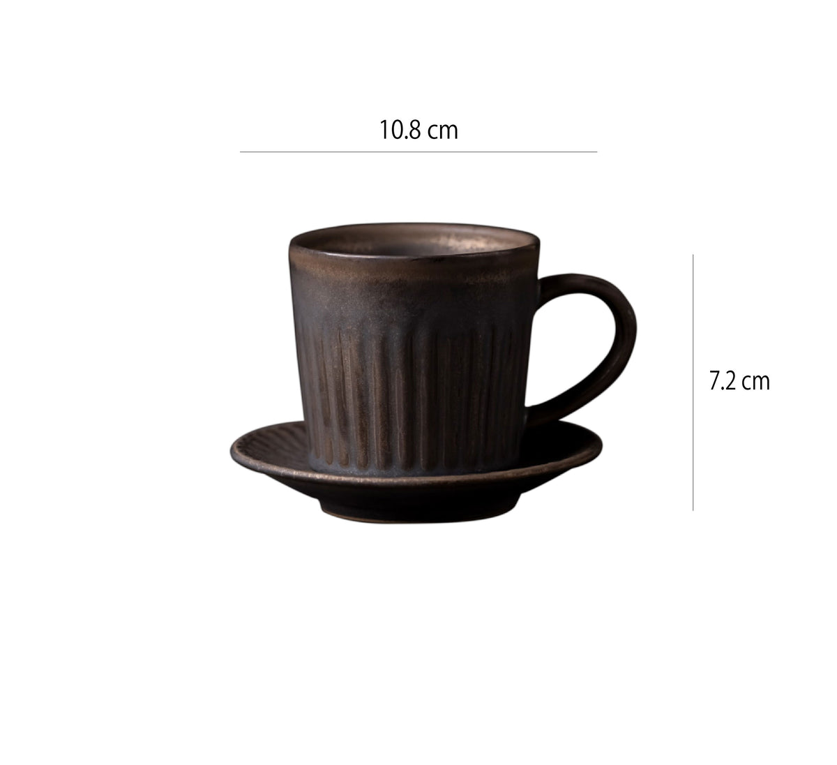 復古豎紋咖啡杯 | 鐵綉 | 10.8 cm 陶瓷 杯盤組 - 好生活實驗所