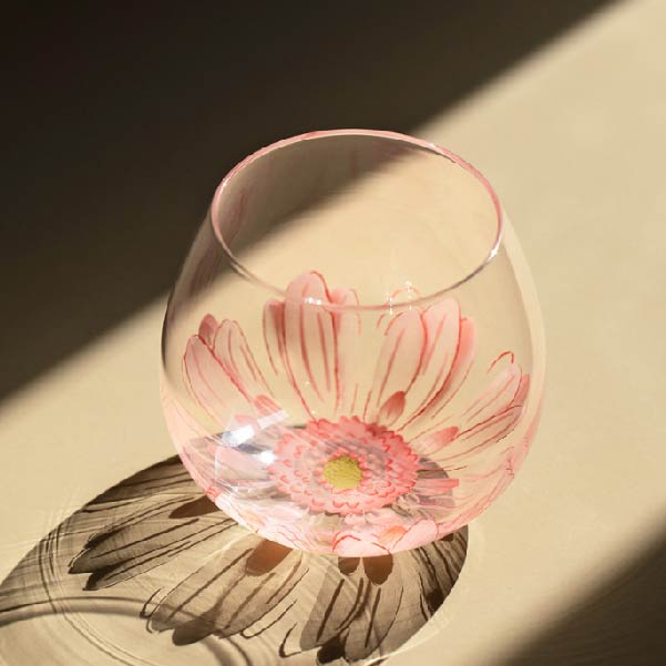 籬菊不倒翁杯 | 黃菊 | 高 9.1 cm 玻璃 不倒翁杯 - 好生活實驗所