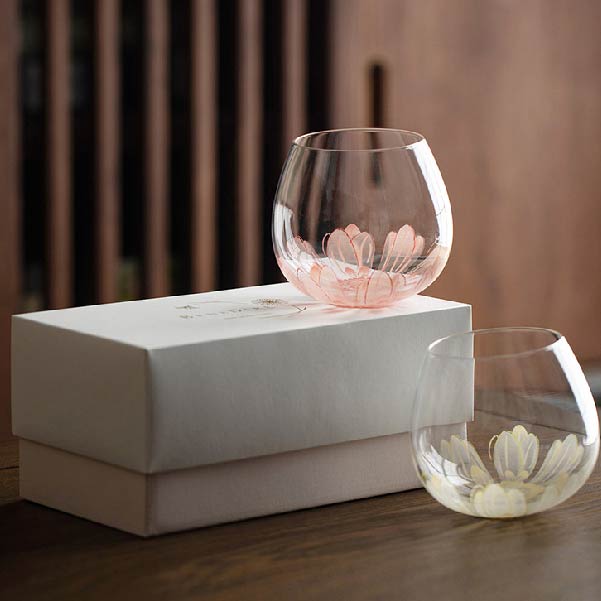 籬菊不倒翁杯 | 黃菊 | 高 9.1 cm 玻璃 不倒翁杯