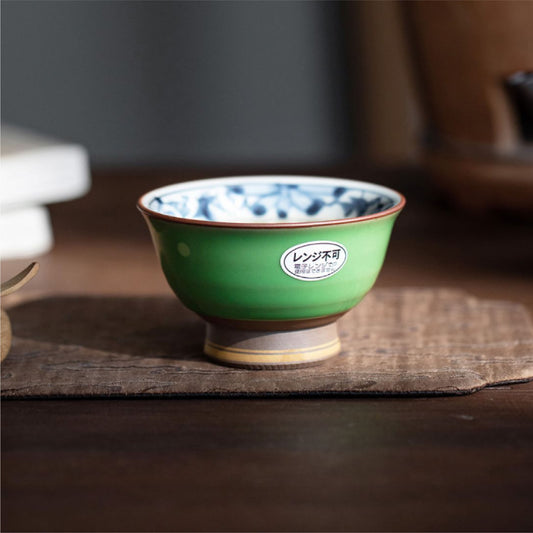 日本製波佐見燒白岳手工杯 | 翠唐草 | 口徑 8 cm 陶瓷 杯