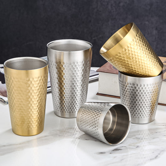 304雙層蜂巢捶紋不鏽鋼杯 | 銀色 | 口徑 7.6 cm 不鏽鋼 杯