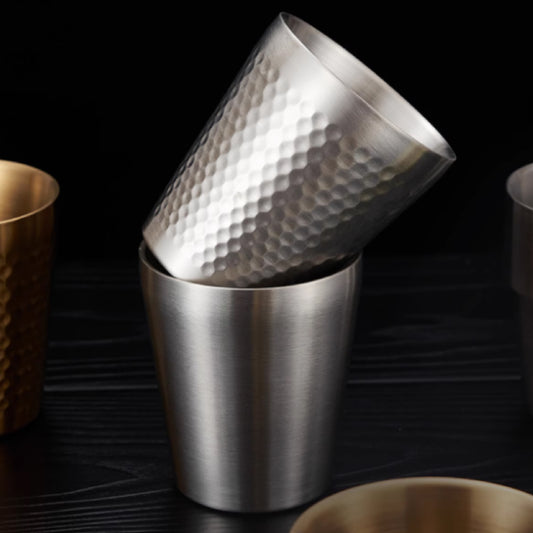 304雙層啞光不鏽鋼杯 | 銀色 | 口徑 7.5 cm 不鏽鋼 杯