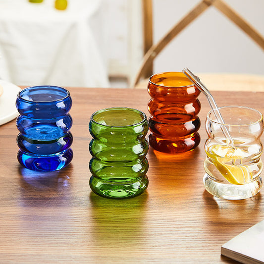 手工彩色玻璃毛毛蟲杯 | 7色 | 口徑 7.5 cm 玻璃 杯