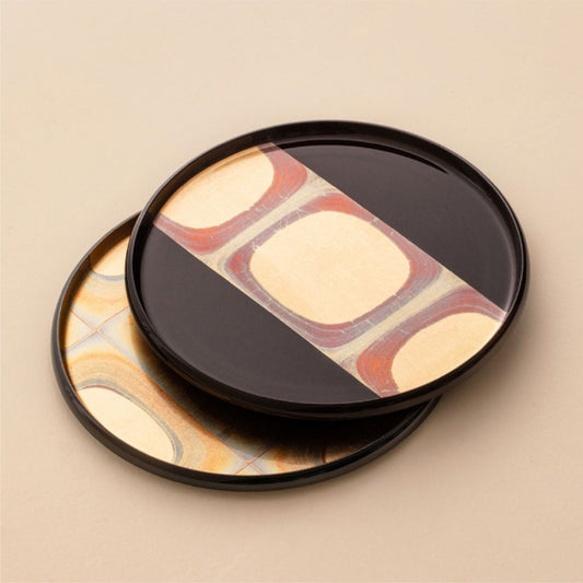 日本製箔一漆器金箔托盤 | 平安盆 | 直徑27 cm 樹酯 圓托盤