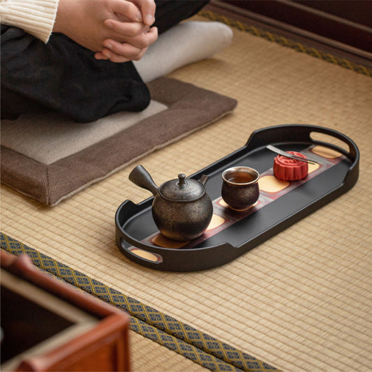 日本製箔一漆器金箔托盤 | 長手漆盤 | 長44 cm 樹酯 橢圓長托盤