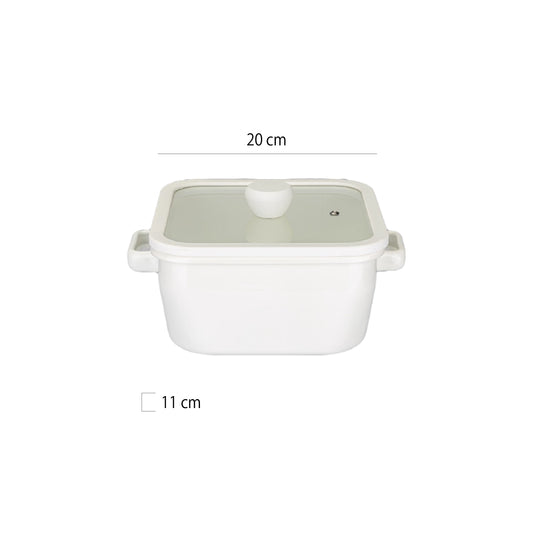 加厚食品級無塗層珐琅方鍋 | 2色 | 口徑 20 cm 搪瓷 鍋