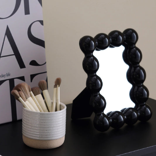 陶瓷粗陶底芝麻白橫紋收納罐(無蓋) | 直徑11 cm 陶瓷 收納罐