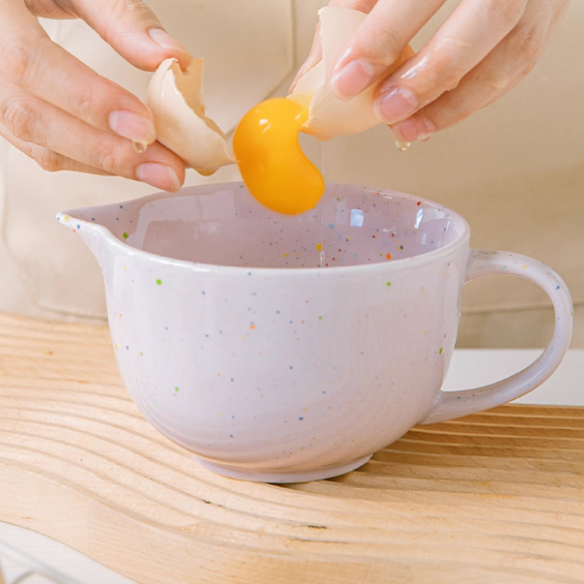 鳥嘴單把磨砂墨點陶瓷攪拌杯 | 4色 | 直徑12~15 cm 陶瓷 醬料杯 - 好生活實驗所