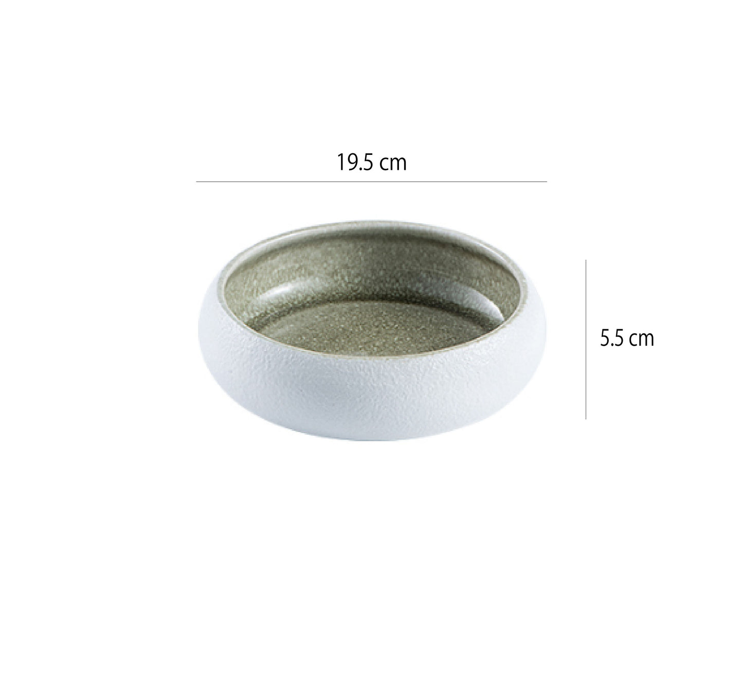 撞色缽型碗 | 綠白 | 19.5 cm 陶瓷 加大淺碗 - 好生活實驗所