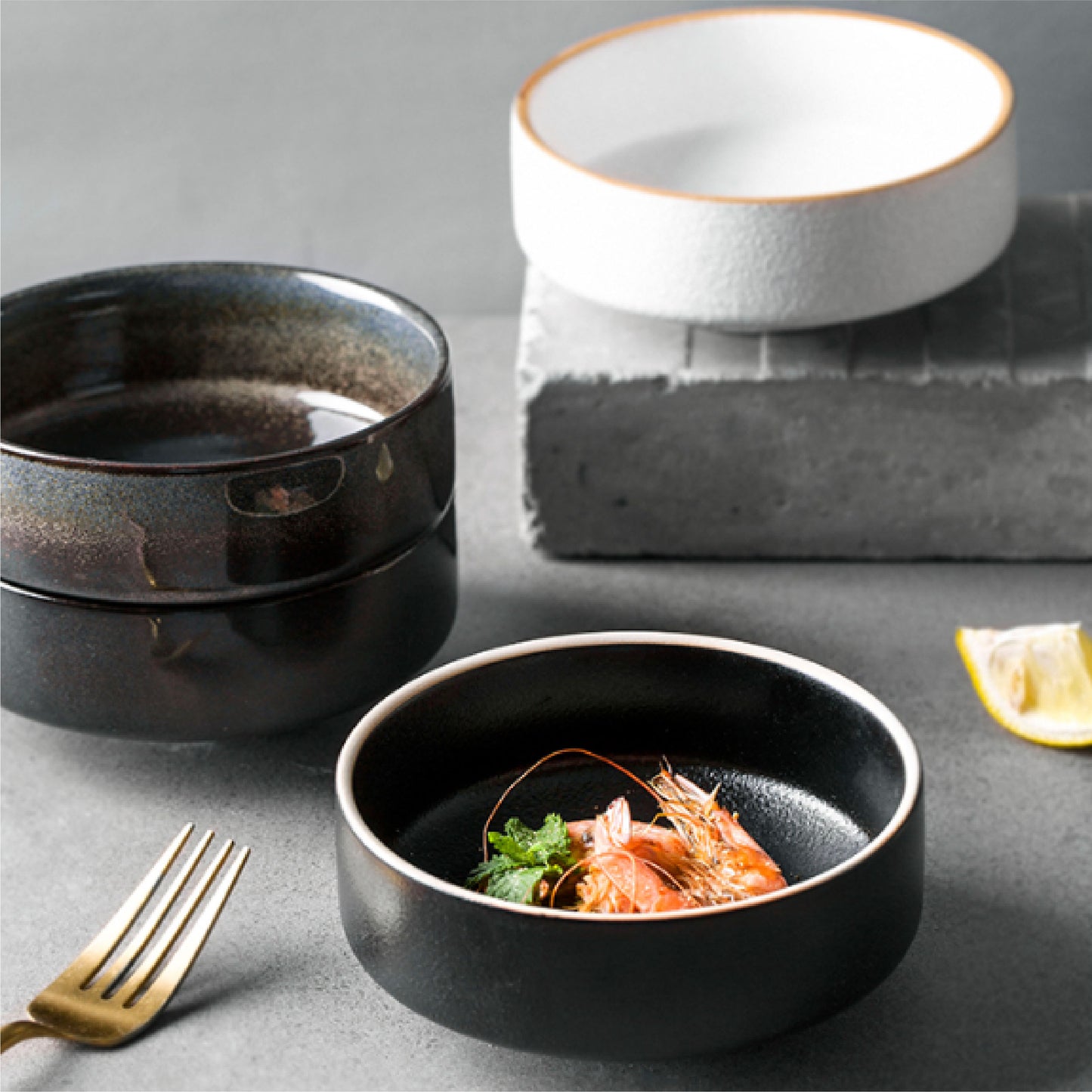 圓缽碗 | 雲霧(藍灰) | 11.5 cm 陶瓷 小淺高腳碗