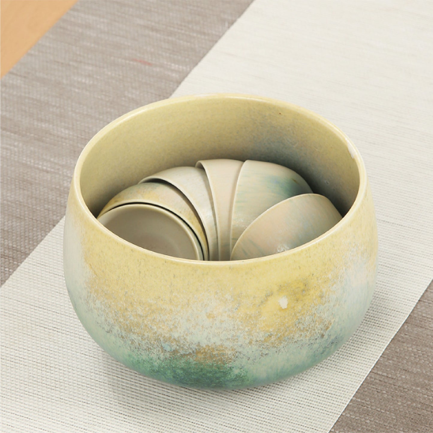 茶碗 | 煙波(藍綠棕) | 口徑 15.5 cm 陶瓷 碗