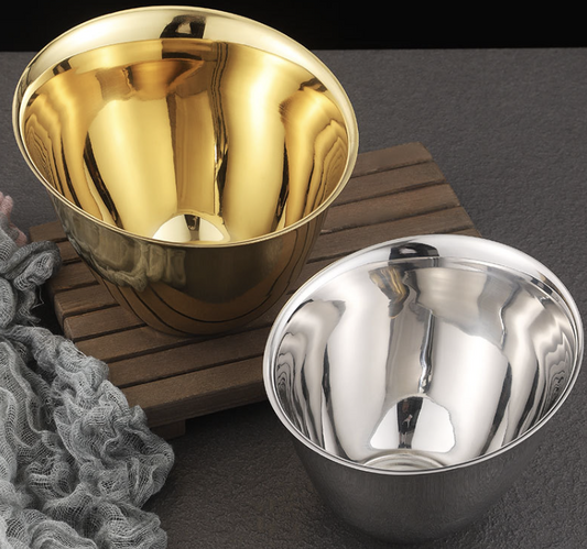 金屬沙拉碗 | 啞光金 | 18.5 cm 不鏽鋼 大斜口碗