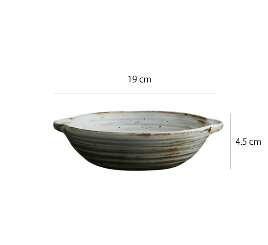 雙耳粗陶碗 | 谷白 | 口徑 19 cm 陶瓷 小橢圓淺碗 - 好生活實驗所