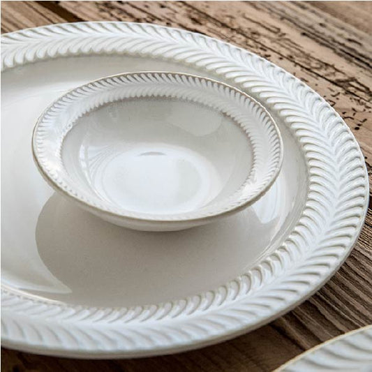 麥穗浮雕系列 | 白 | 寬 10 cm 陶瓷 中碟