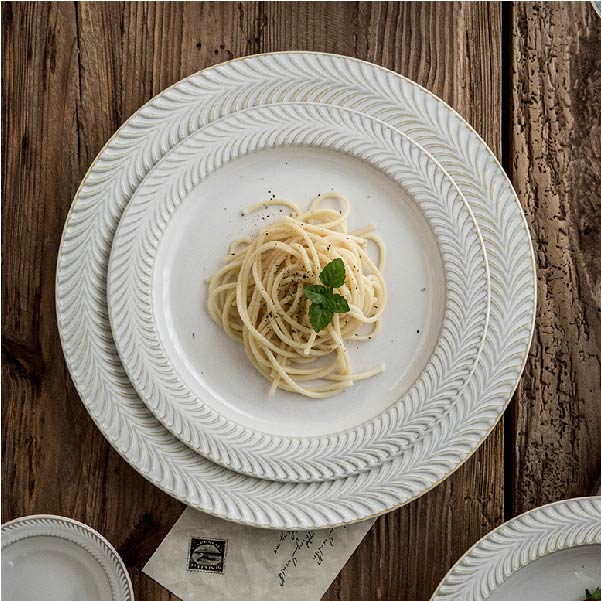 麥穗浮雕系列 | 白 | 寬 20 cm 陶瓷 草帽碗