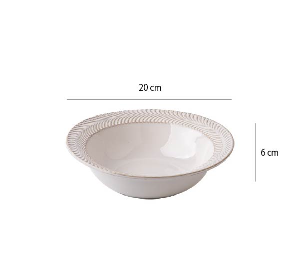 麥穗浮雕系列 | 白 | 寬 20 cm 陶瓷 草帽碗 - 好生活實驗所